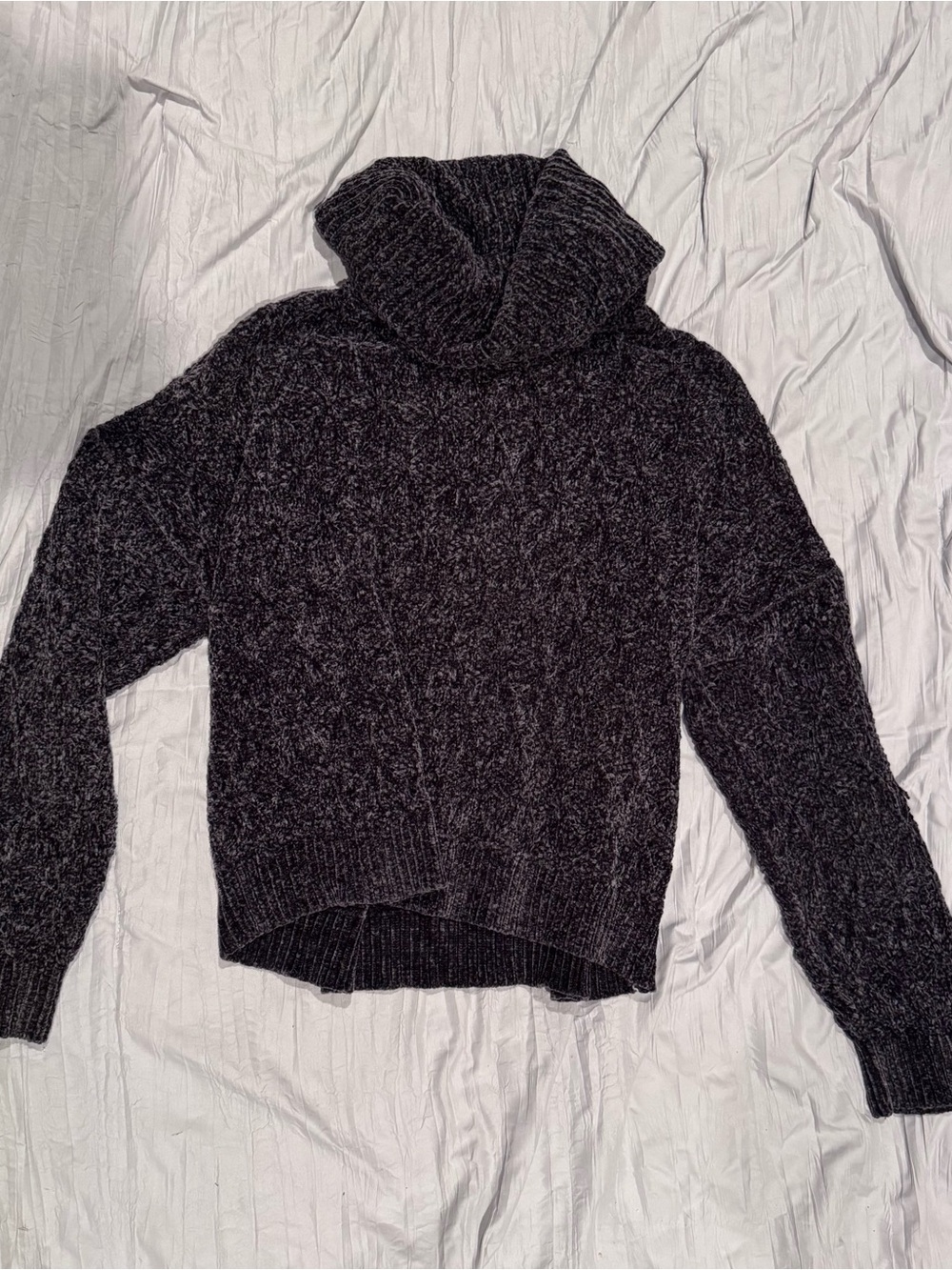 Women's Black Chenille Turtleneck Sweater - Cozy Knit Pullover